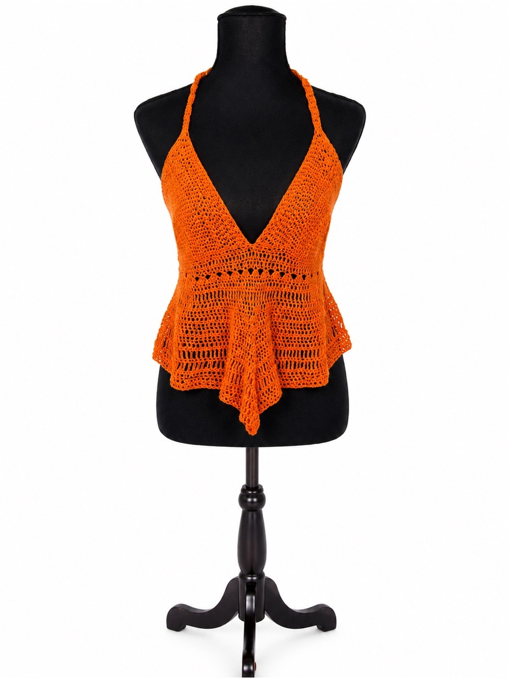 Crochet Halter Top - Orange